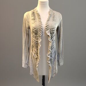 GRASS Collection Light Gray Ruffle Draping Jacket